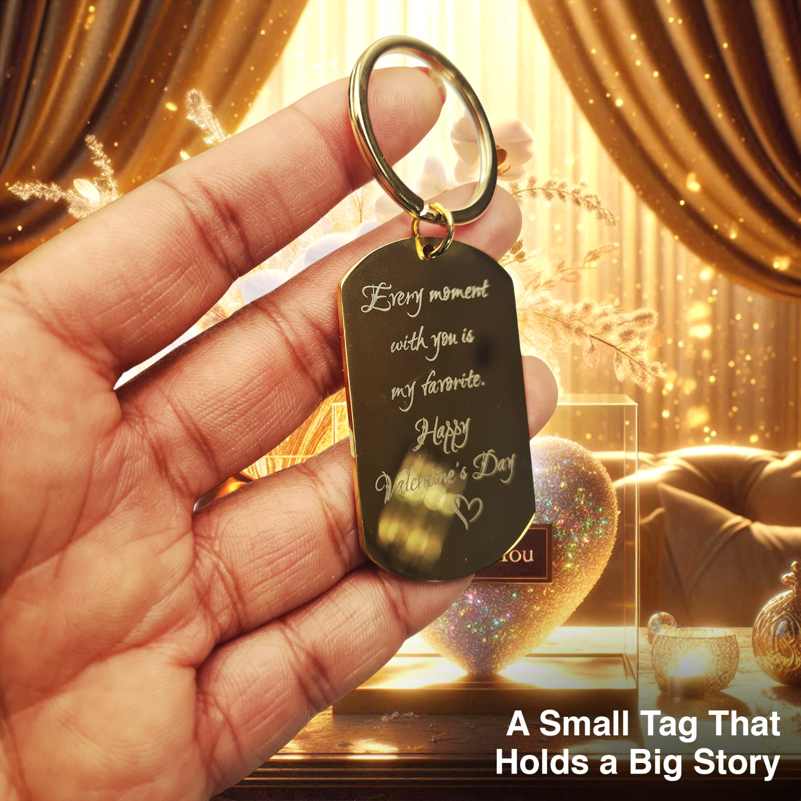Personalised Gold Keyring, Custom Photo Keychain Gift For Mum, Dad, Him, Her