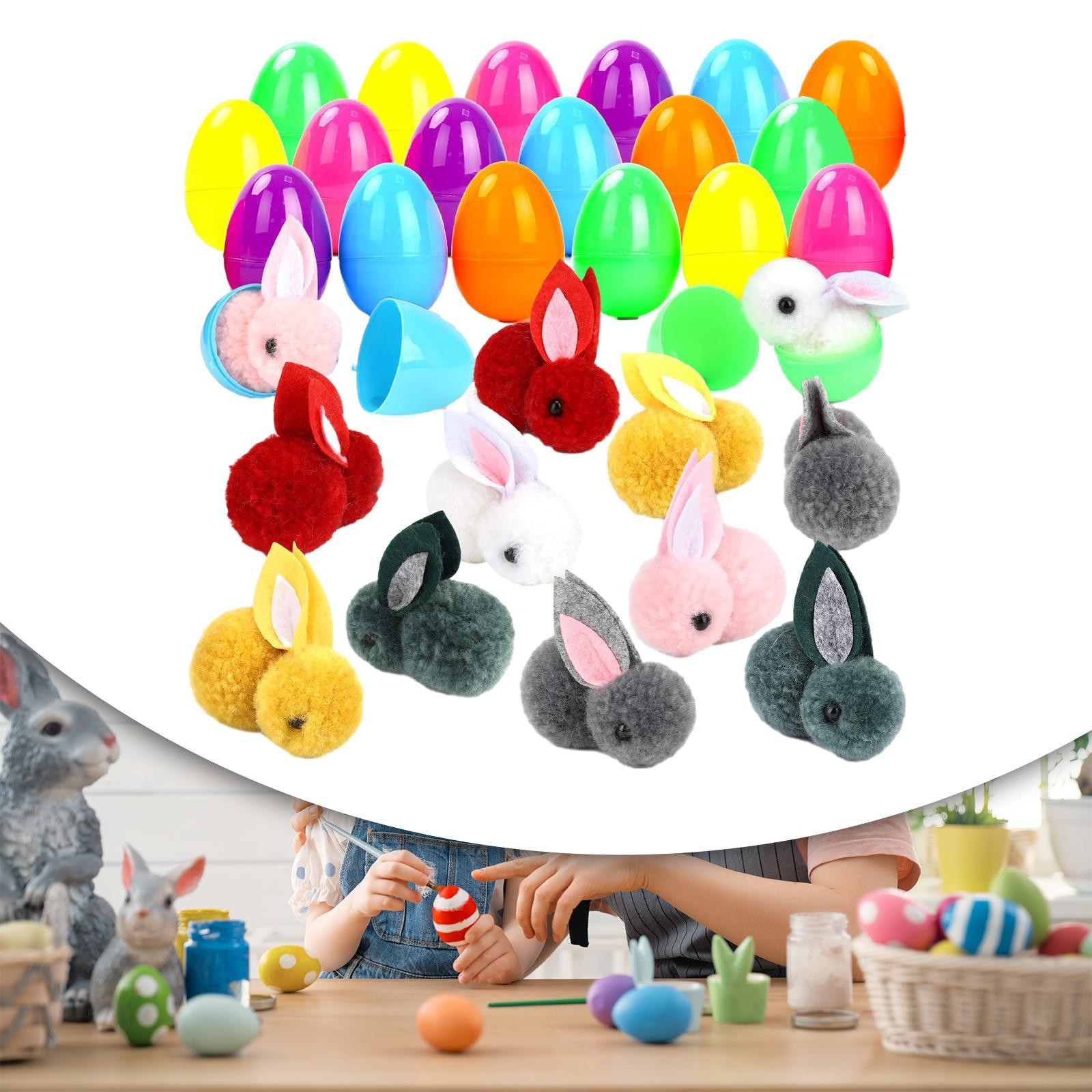 24x Easter Eggs with Easter Bunnies Stuffed Toy Mini Animals