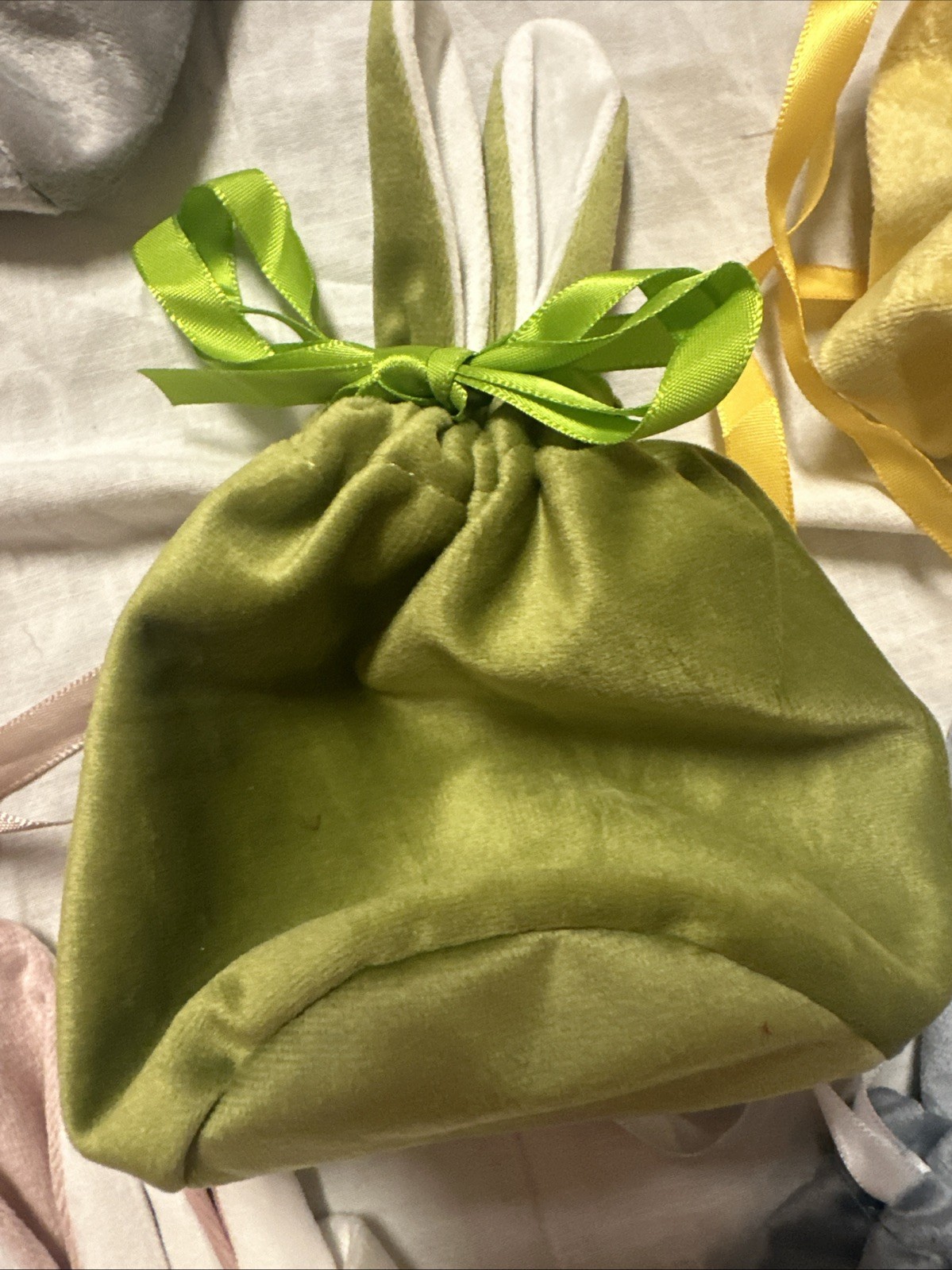 Velvet Drawstring Bunny Bags – 6 Pack Easter Rabbit Reusable, Basket Filler