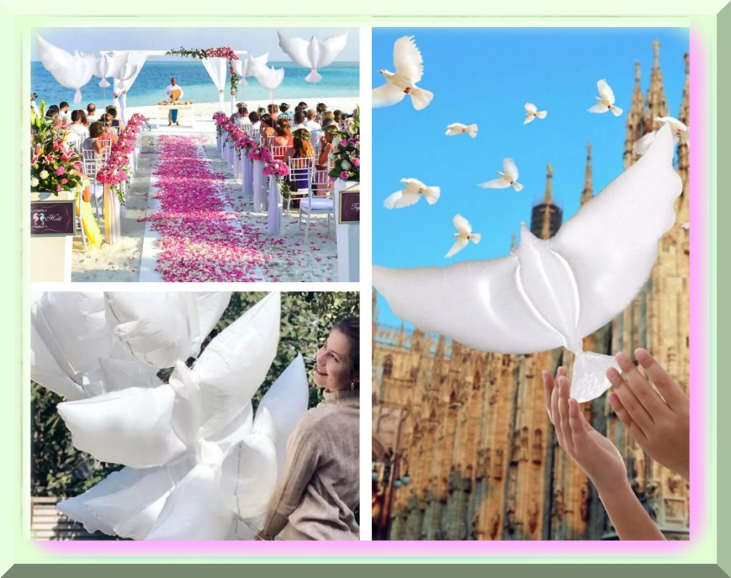 White Dove Shape Helium Balloons 10 Pack