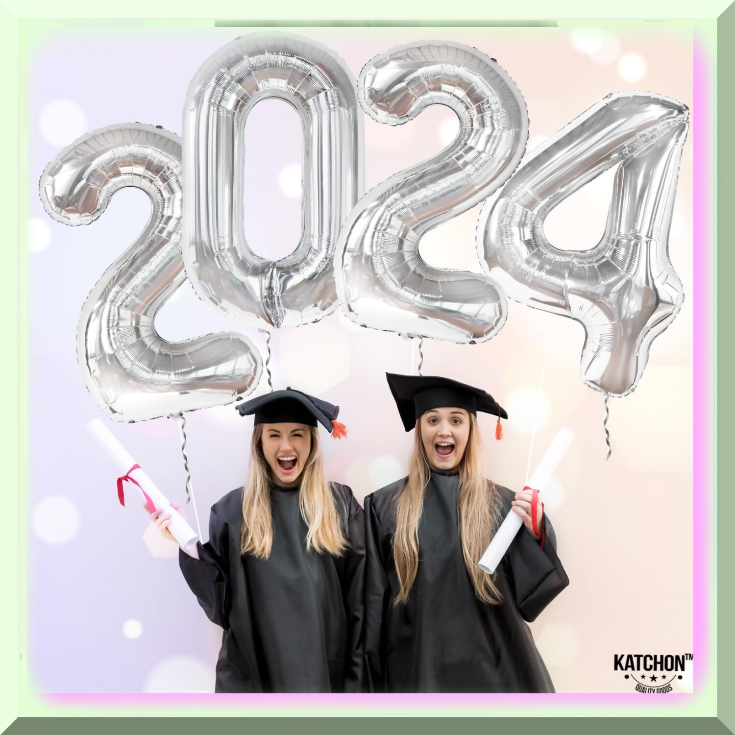 Silver 2024 Celebration Balloon Set 42 Inch