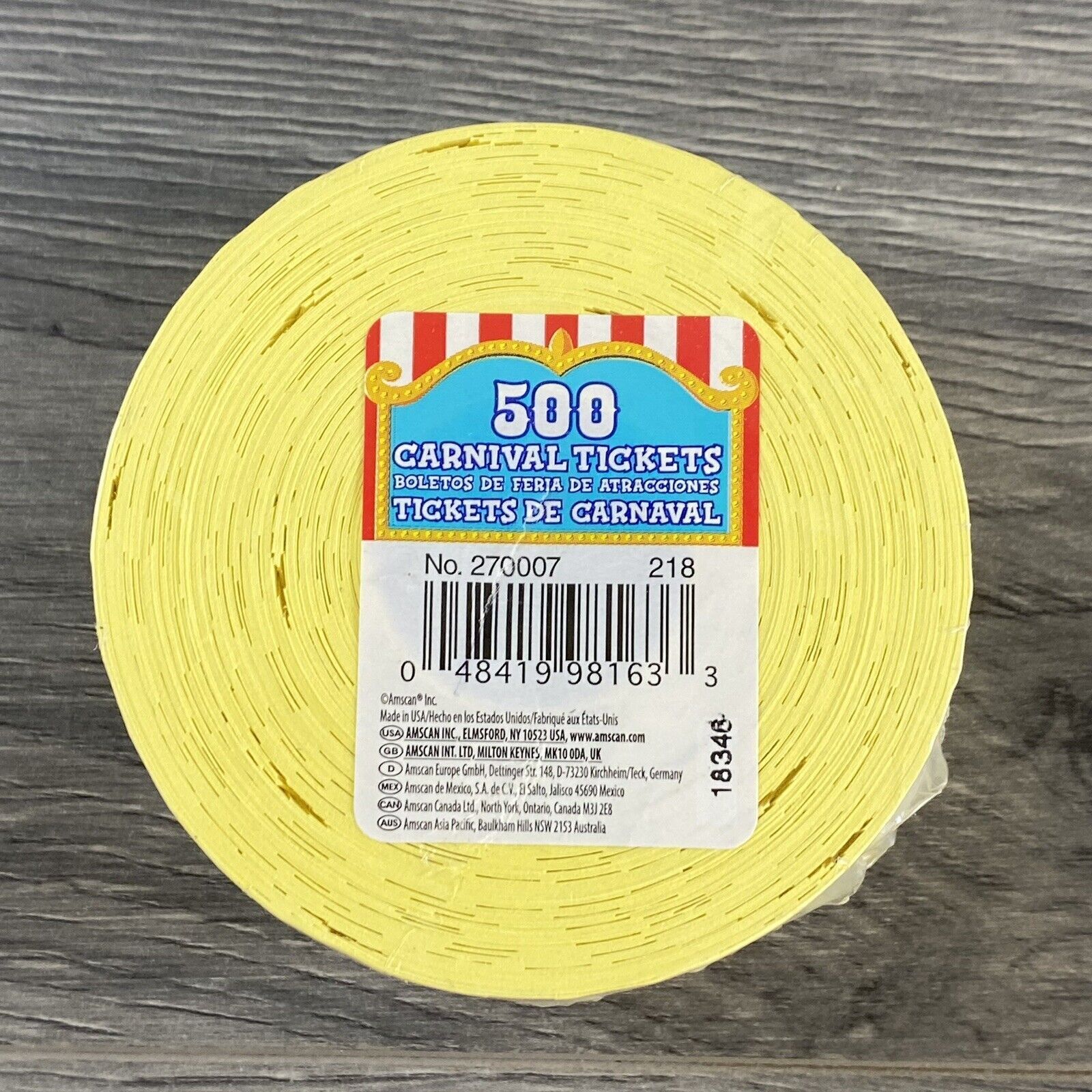 Carnival Raffle Tickets 500 Count Yellow Auction New Sealed