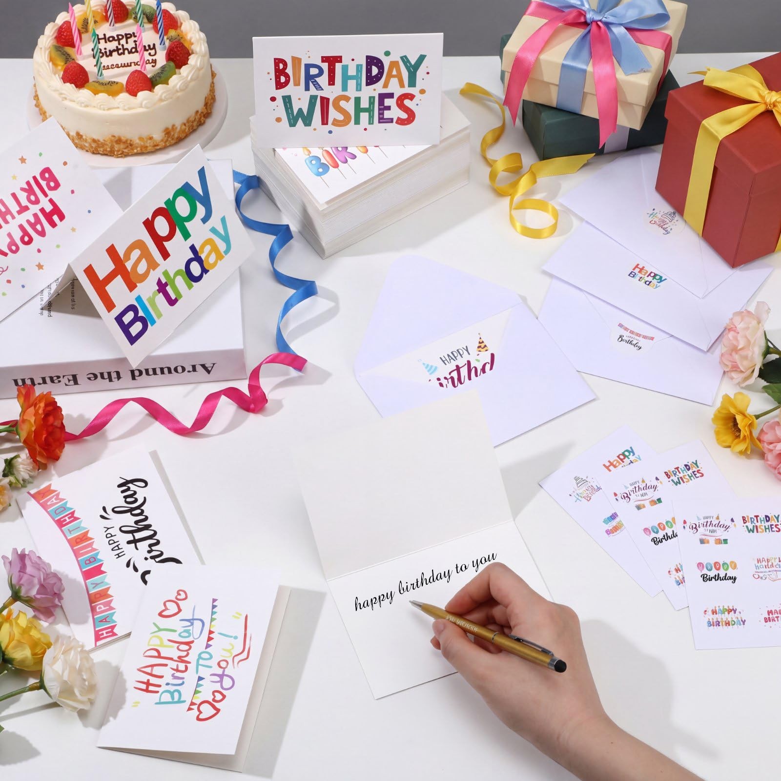 200 Pcs Happy Birthday Cards Bulk with 3.5 x 5 inches, Multicolor