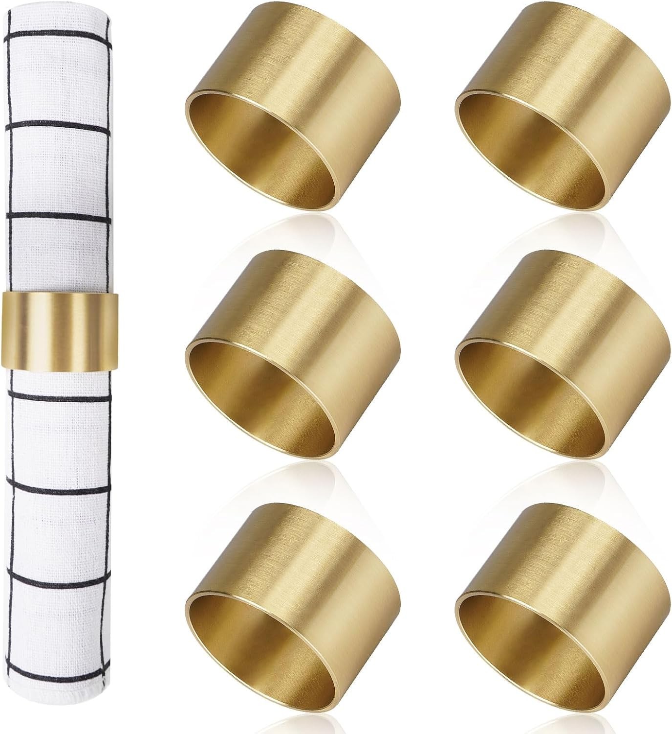 Solid Brass Napkin Rings Set of 6 Natural Brass Color Ring Retro Style Dining