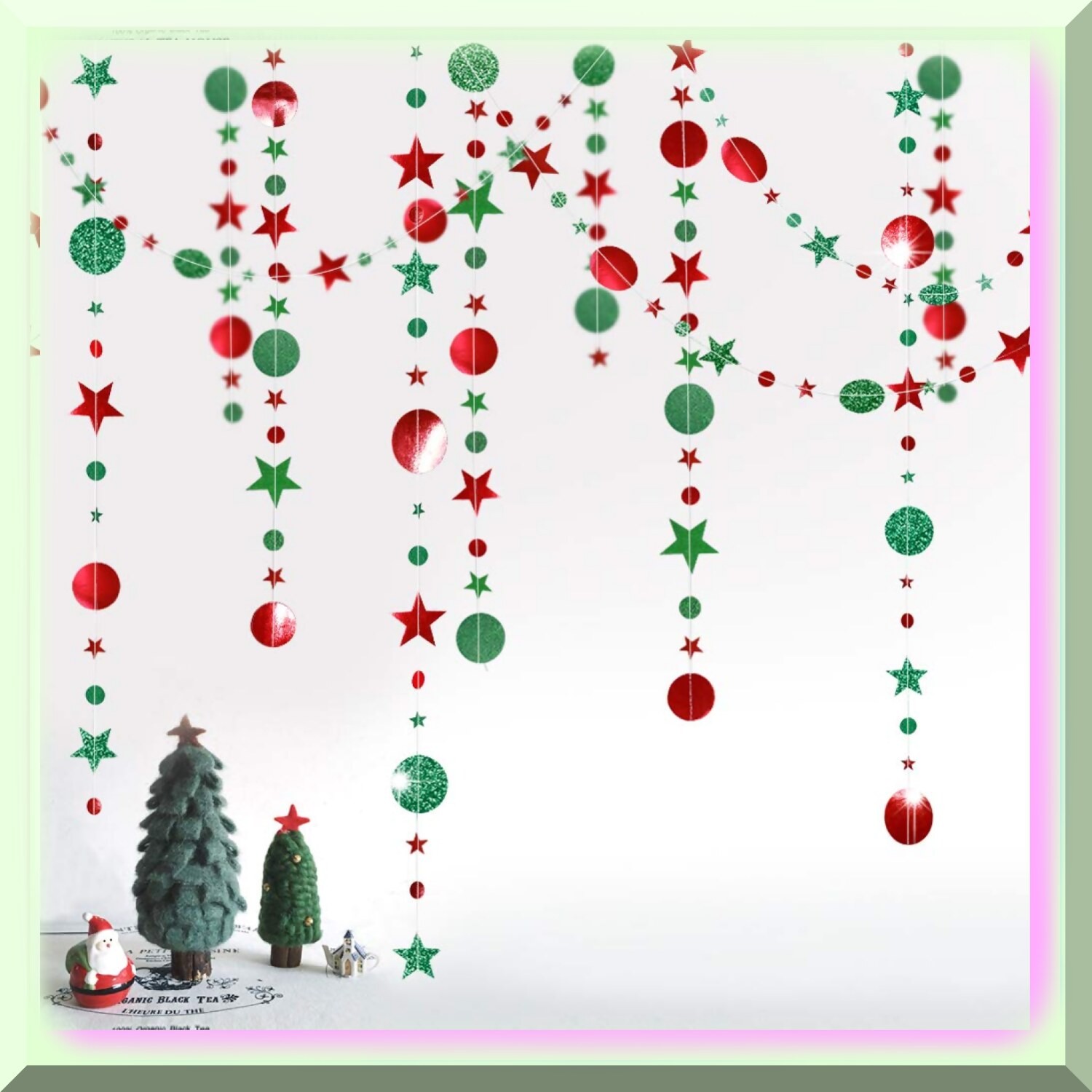 Sparkling Holiday Garland with Glitter Stars and Dots