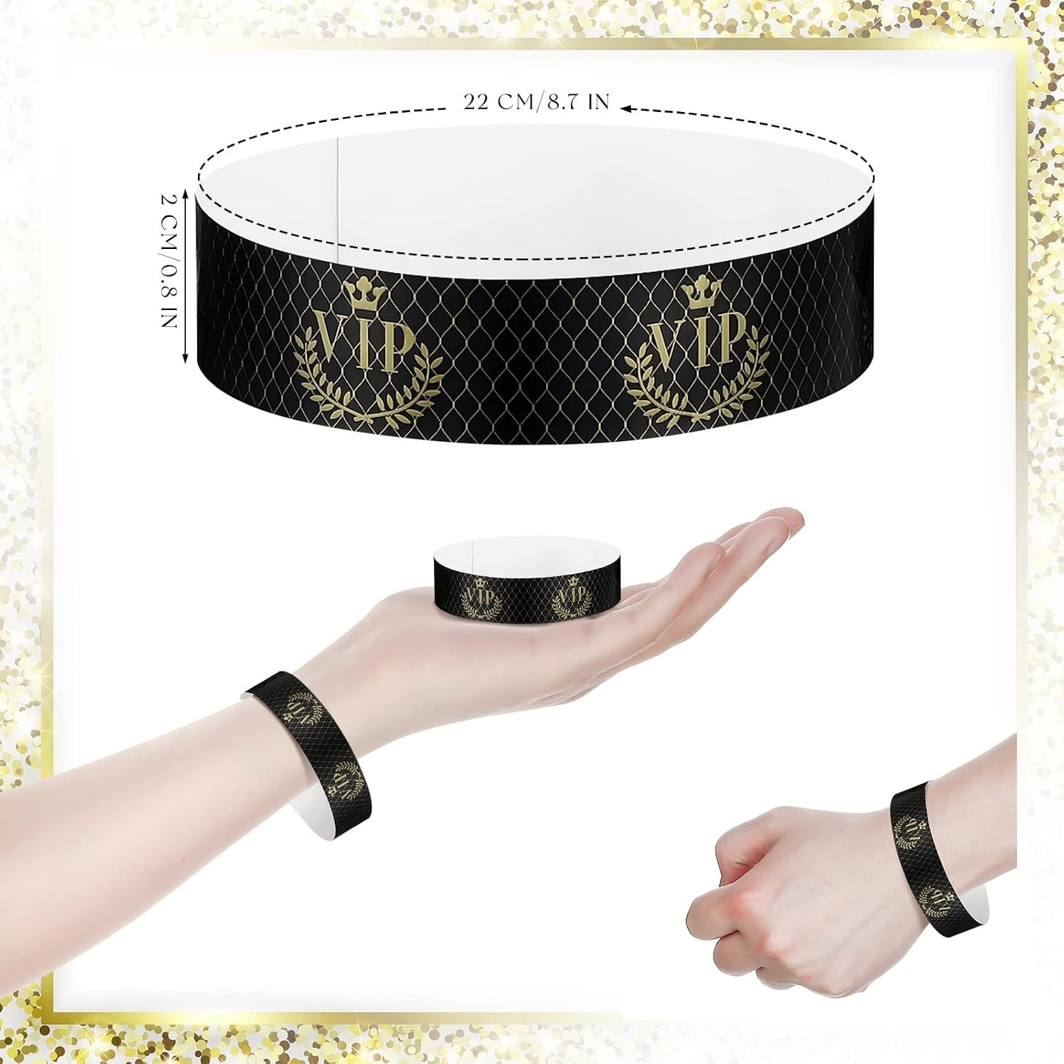 VIP Wristbands, 500 Count, Black, Plastic, Waterproof, 9.84″ x 1.2″