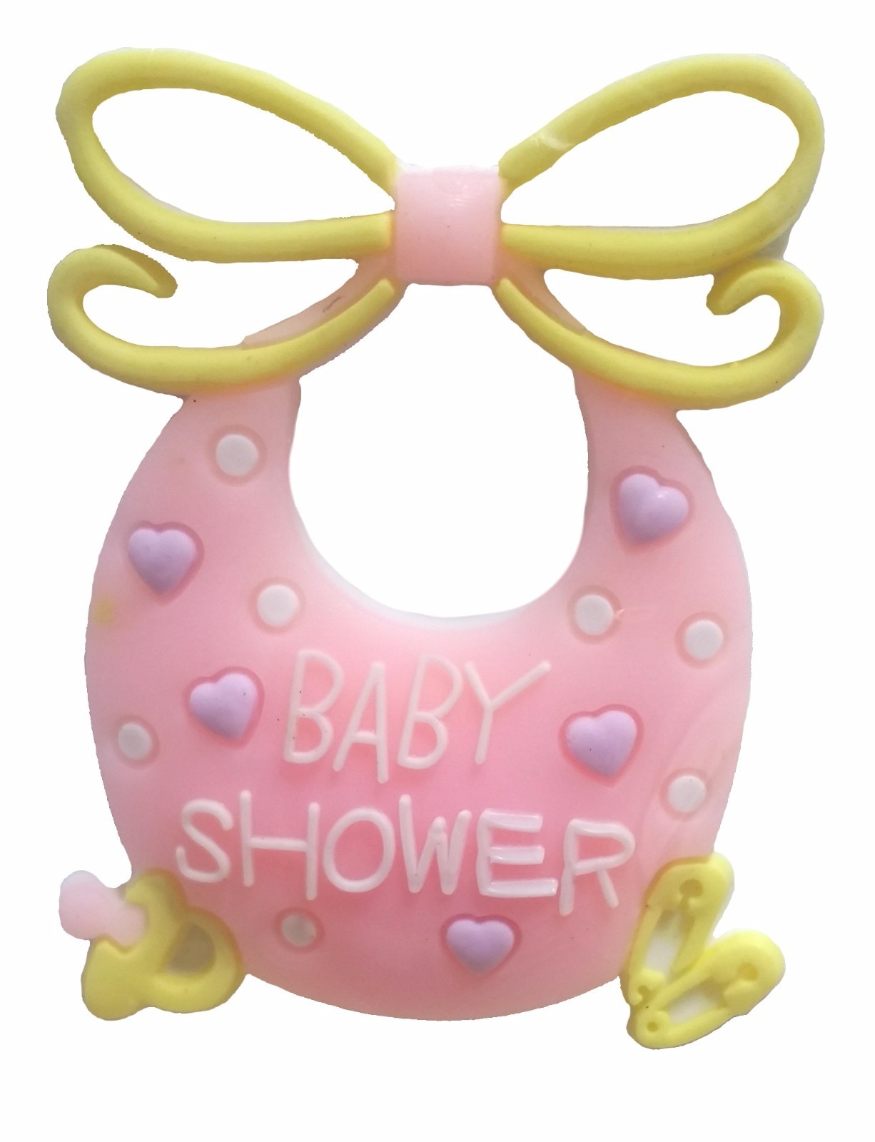 12 Flexible Pink Bib baby shower favors appliques – 4 pk of 3
