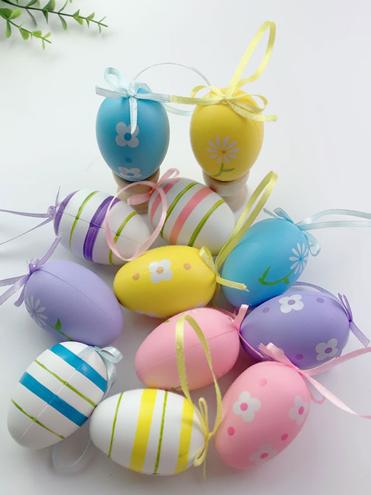 Easter Eggs Decorations,12Pcs Easter Eggs Hanging Ornaments,Painted Egg JQ