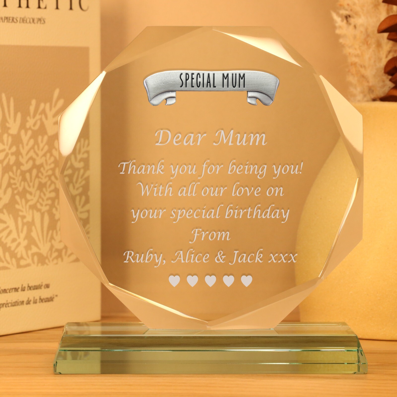 Special Mum Personalised Glass Gift Birthday Christmas Xmas Mothers Day Gifts