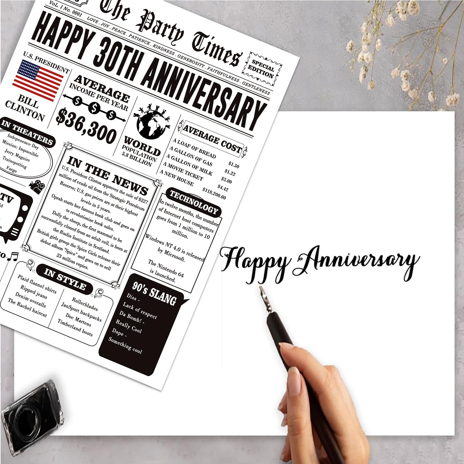 Missonemi Jumbo 30th Anniversary Card for Women Men, 7.9 x 10.6 inches,