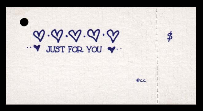 50 HANG TAGS *Just For You* Blue/ Gray / Perforated for Price Crafts Hearts