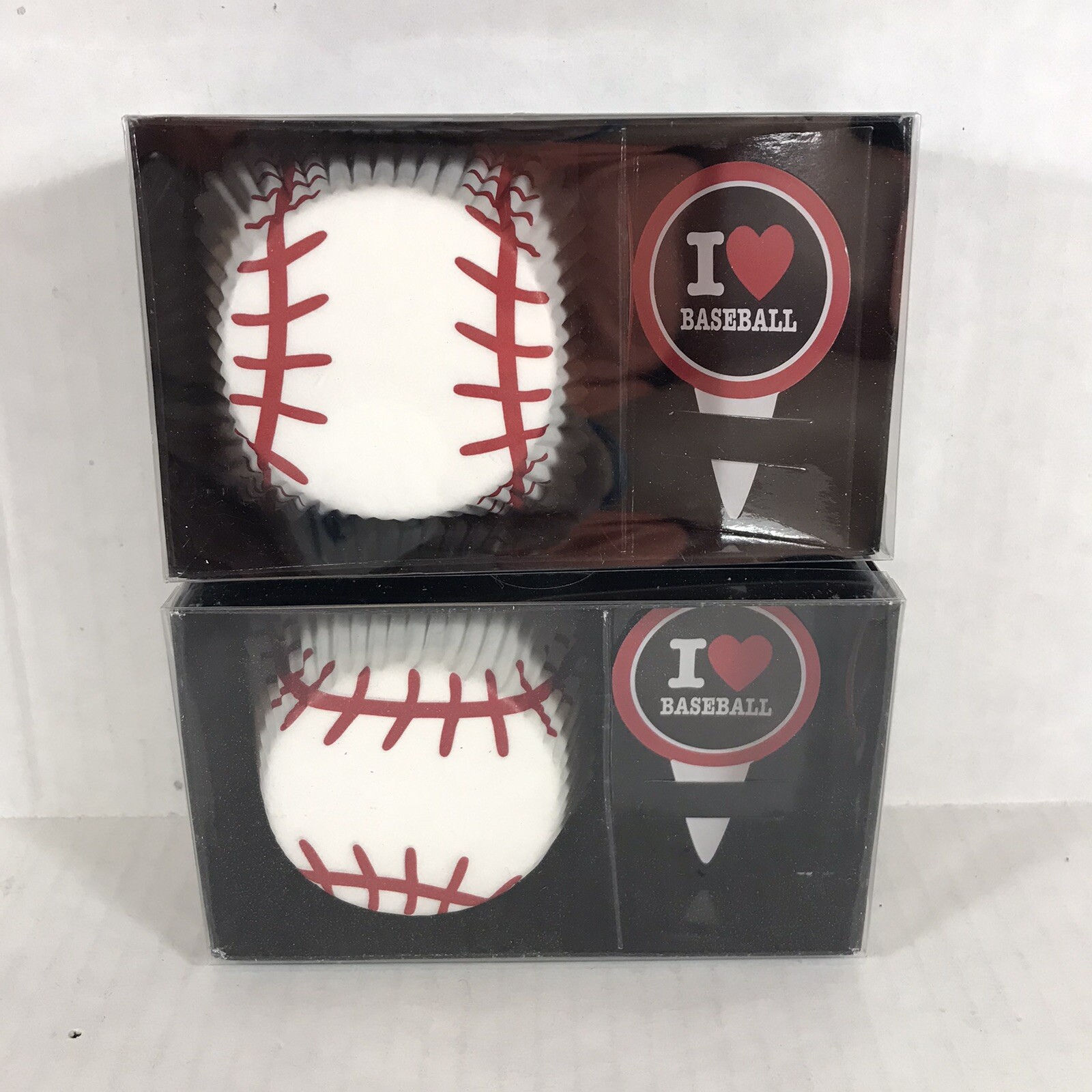 I Love Baseball Party Set Baking Cups Picks Cupcake Liners Cards Favors Bag Ball
