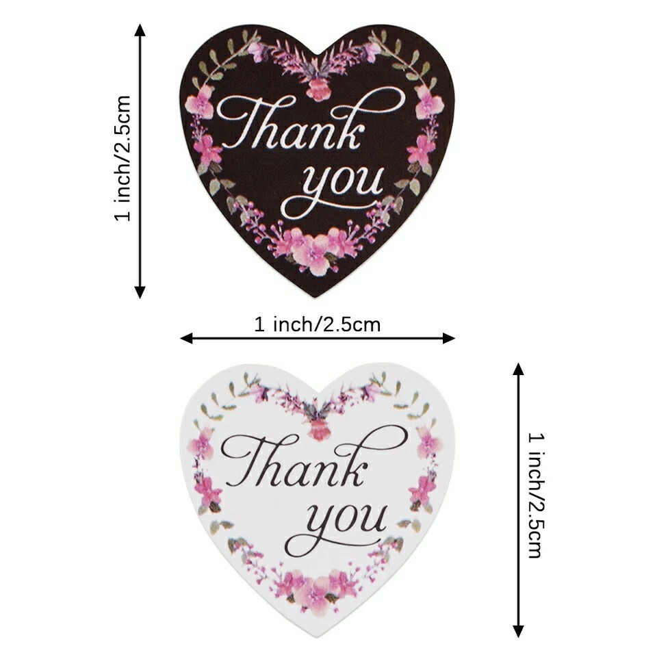 100 Pcs Set, heart thank you labels wedding/Party Supplies