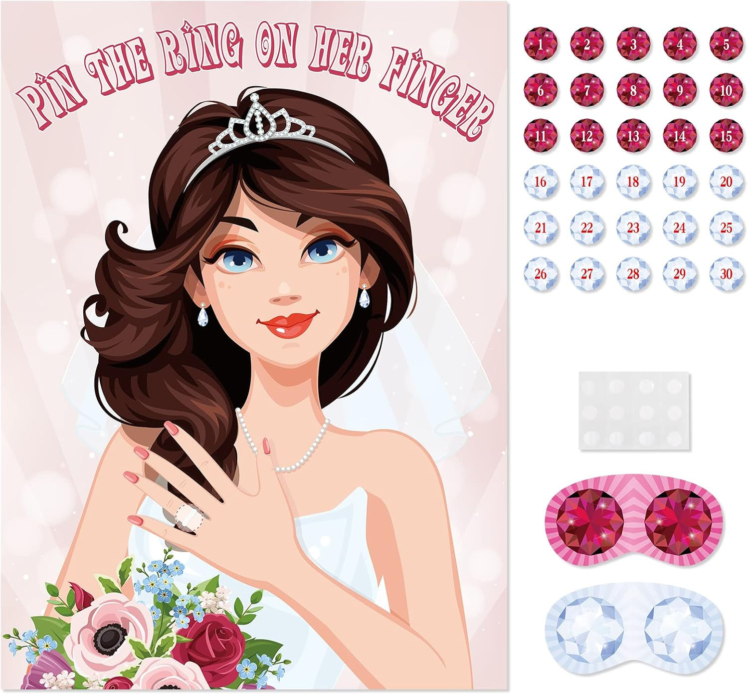 Pin The Ring On The Bride, Bridal Shower Hen Party Bachelorette Party Girls Game