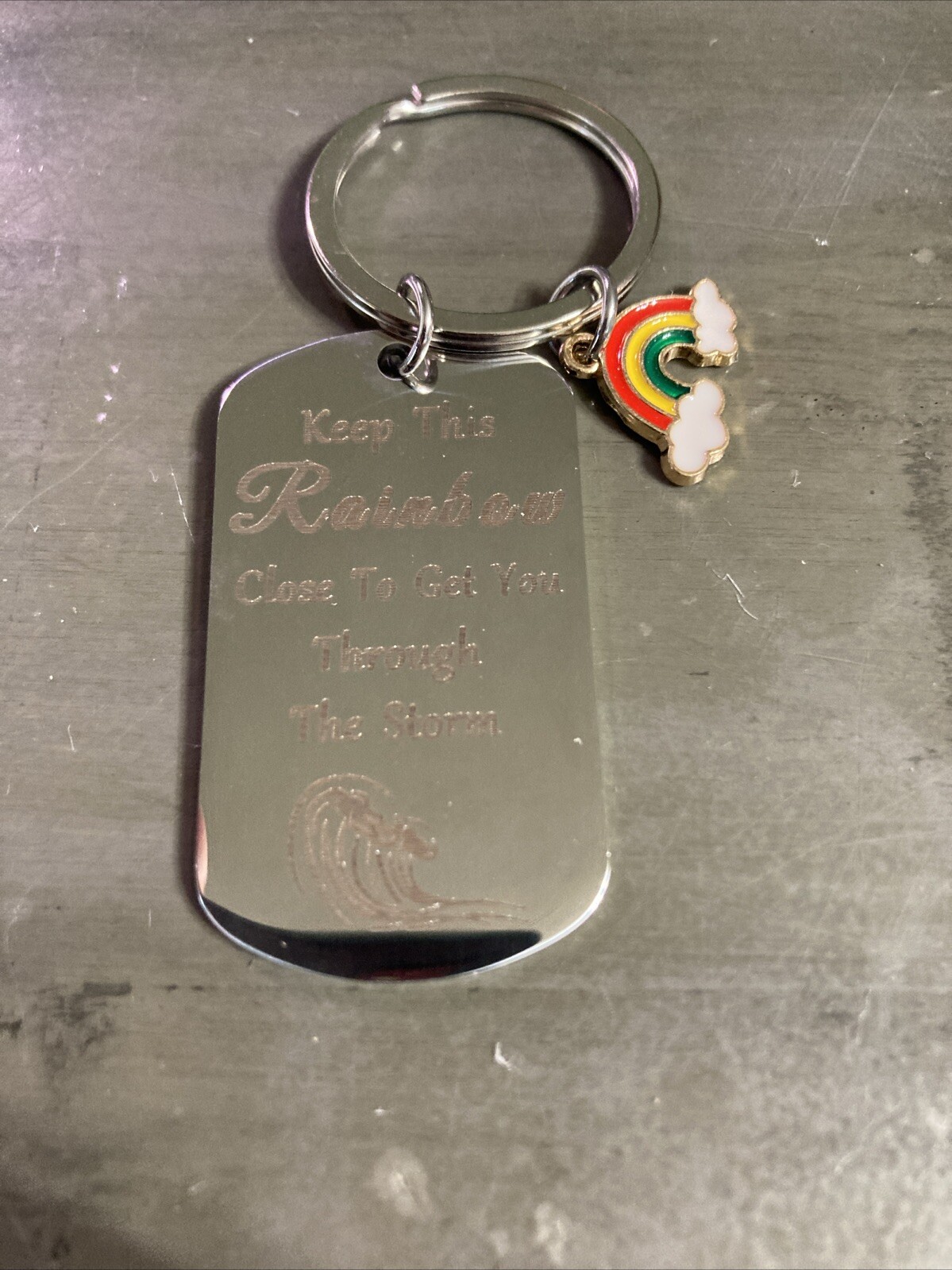 Keep This Rainbow Close To Get You Through The Storm Key Chain/Ring Hope Gift