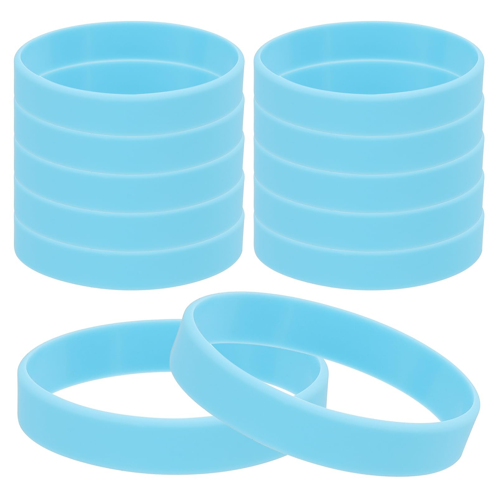 Silicone Rubber Bracelets, 12 Pcs Solid Color Blank Stretch Wristbands Sports…