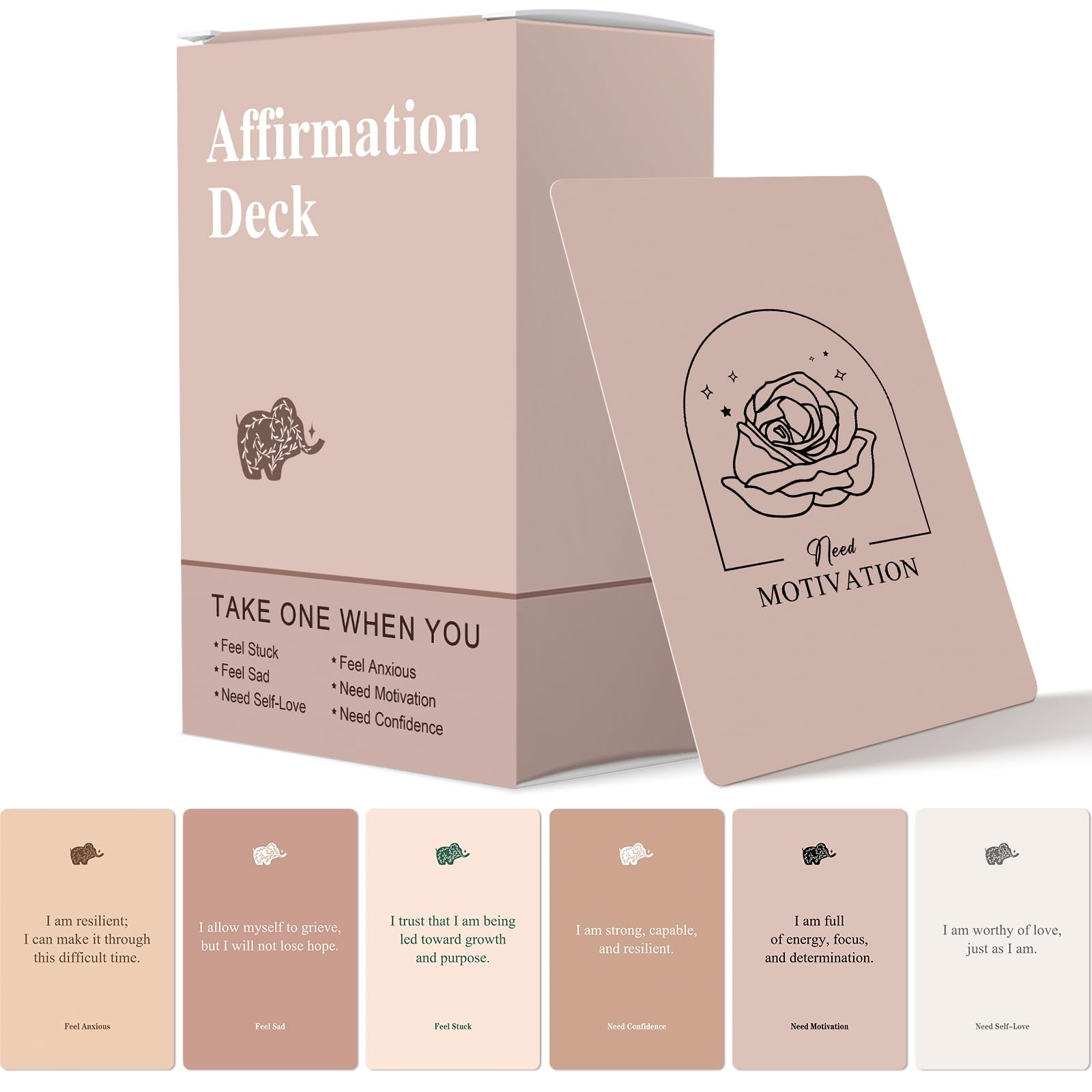 WDphouly Affirmation Cards for Women, 120 Positive A6, pink