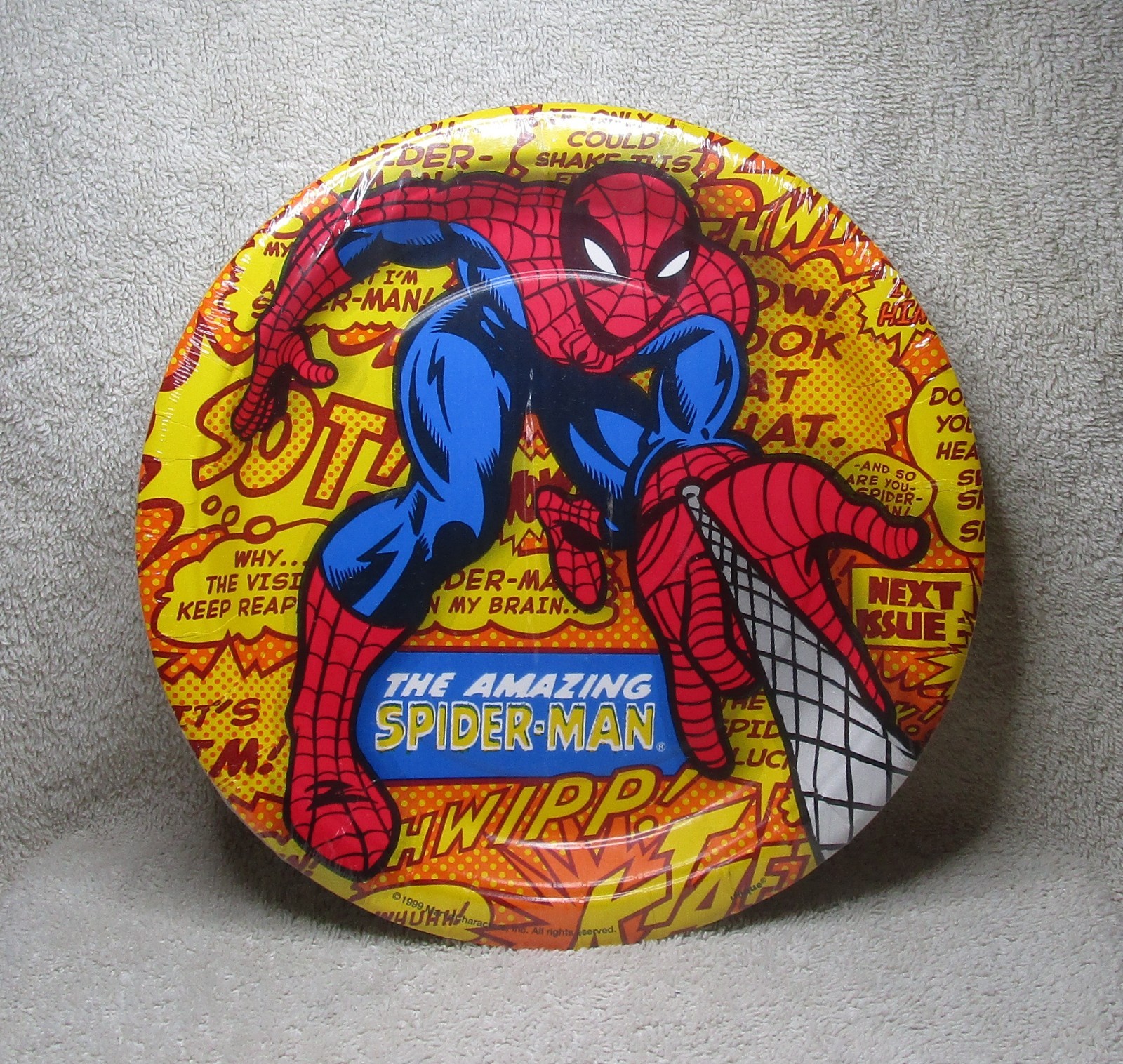 NEW & SEALED 1999 Vintage Unique Marvel AMAZING SPIDER-MAN Plates Pack of 8
