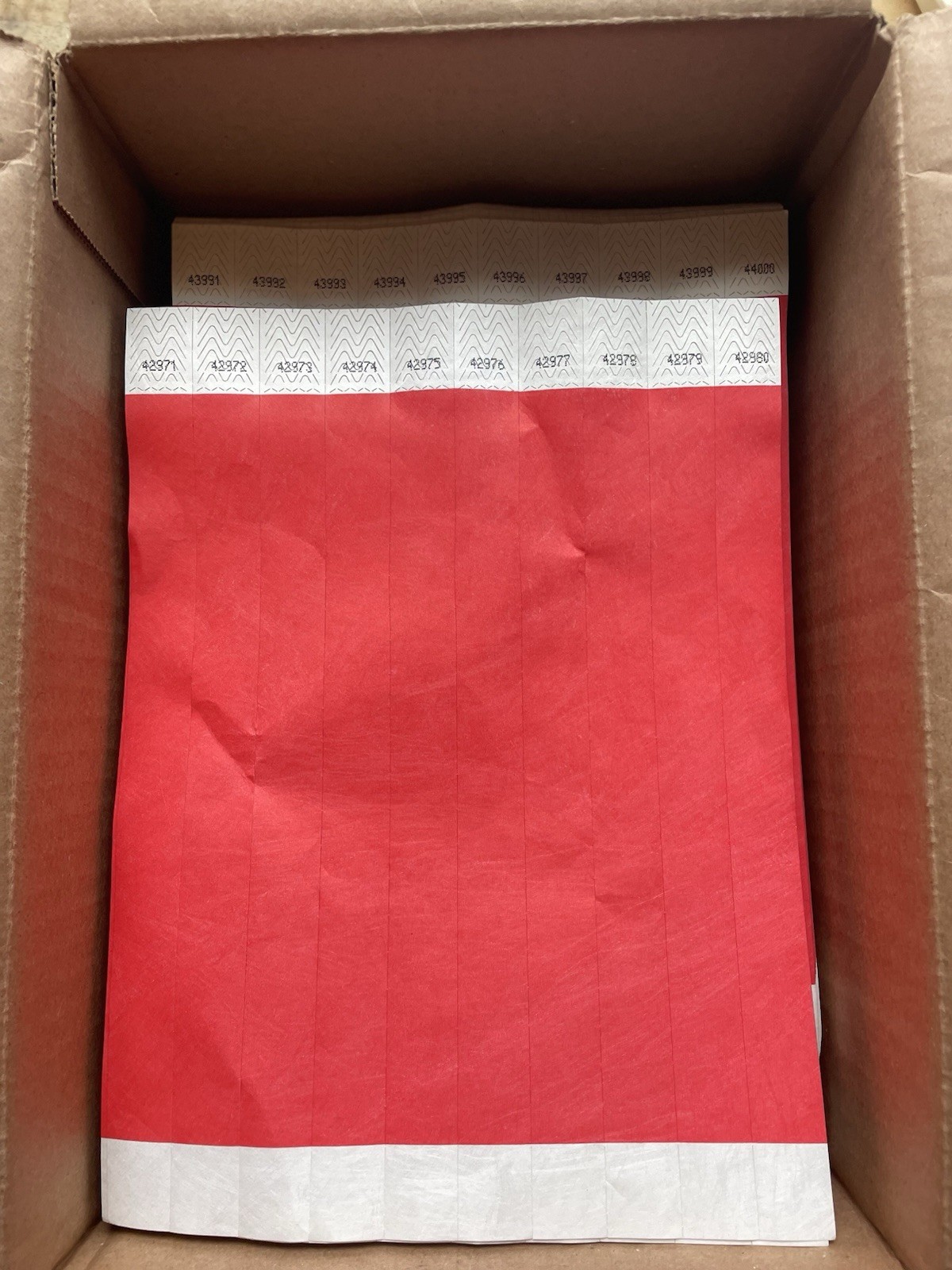 Tyvek Wristbands Neon Red “Approx 4500+”