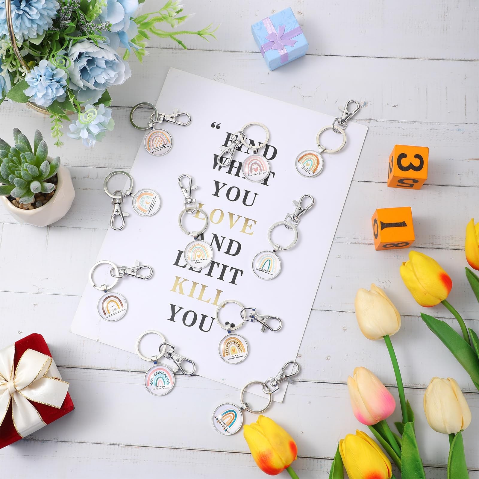 Hillban 40 Pcs Employee Appreciation Gifts Bulk Inspirational Rainbow Canvas …