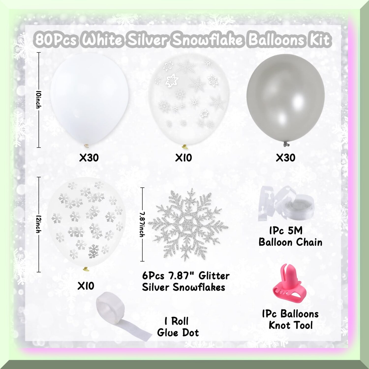 Snowflake Balloon Garland Arch Kit for Child’s Winter Party
