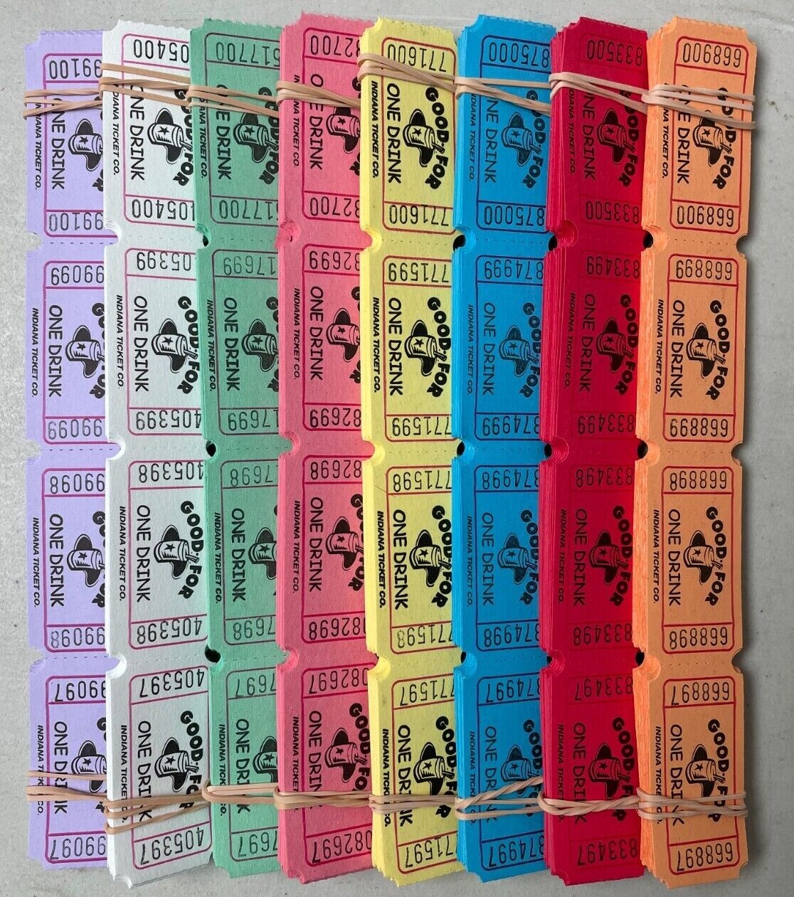 Good for One Drink Single Stub Tickets Lot of 500 Folded Flat Raffle Tickets