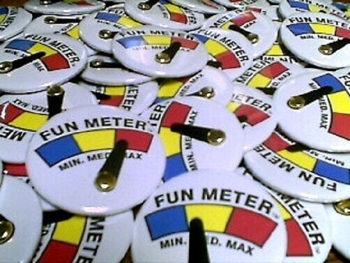 15 Fun Meter Buttons for party or any occasion. you can adjust Pointer
