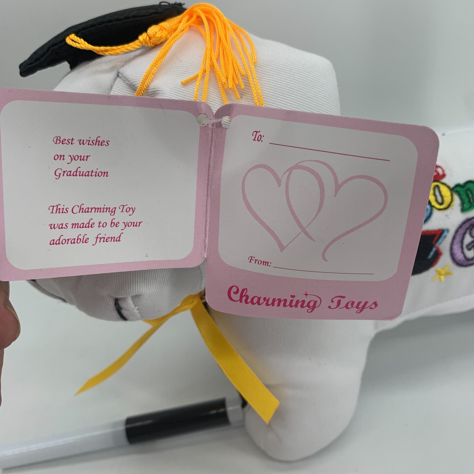Charming Toys 11″ Graduation Autograph Dog with Pen Black Cap Congrats Grad!