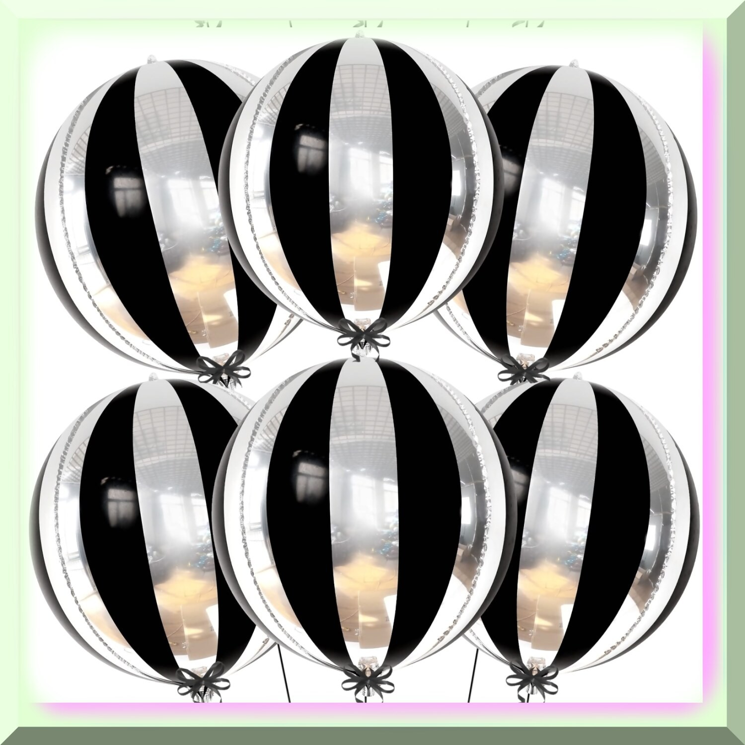 Silver Black and Silver 4D Balloon Set with Large Foil Balloons
