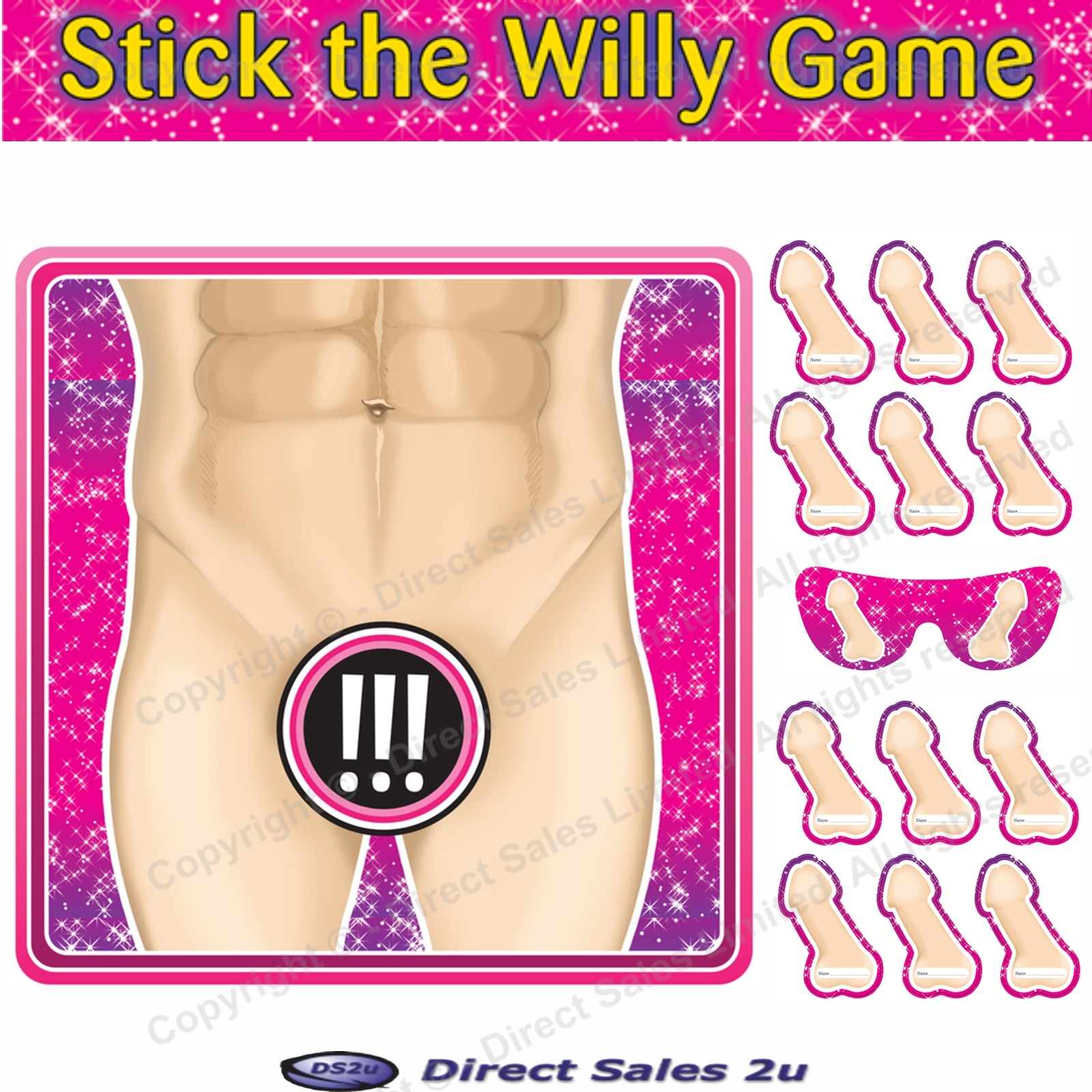 Pin the Willy on the Man Male Stick a Willie Dick Party Game Hen Night Valentine
