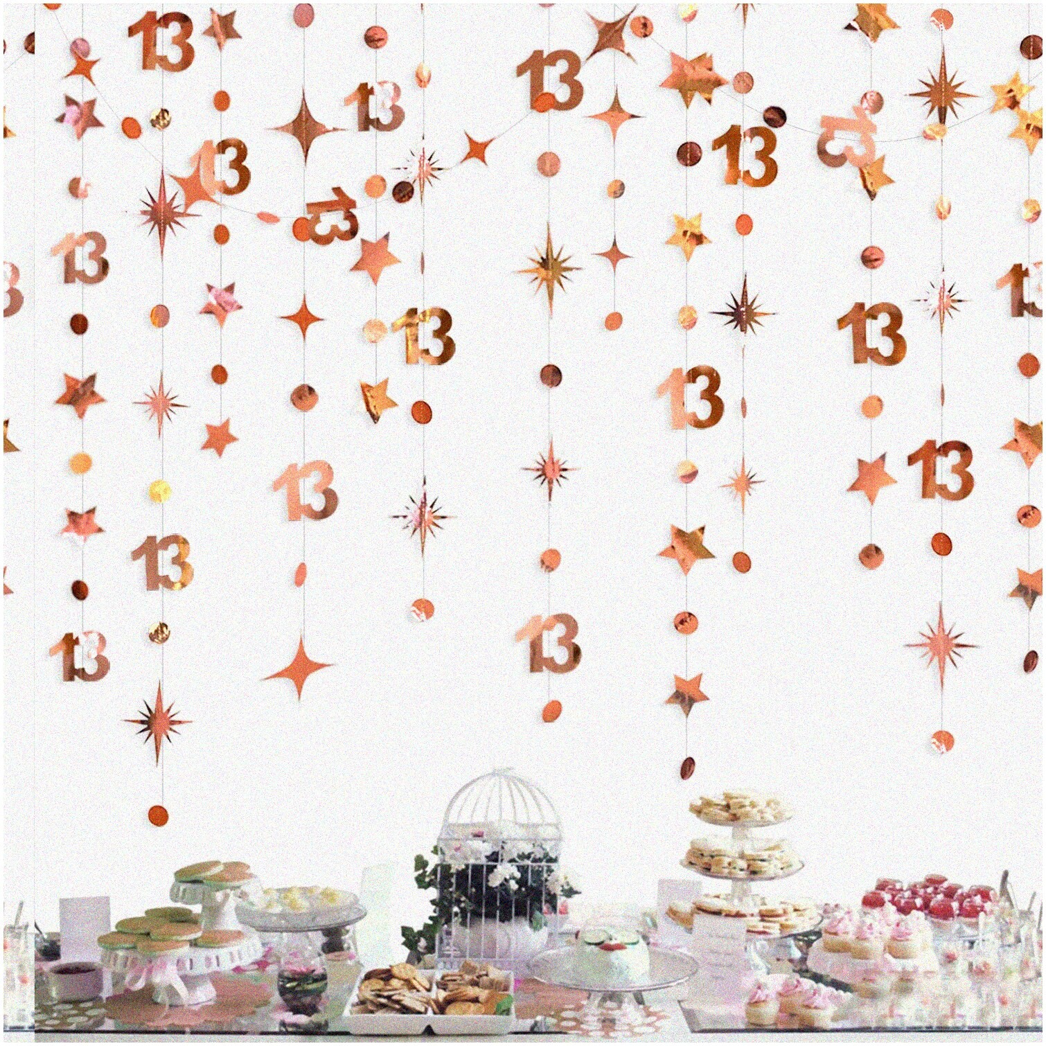 13th Birthday Party Kit with Rose Gold Decorations