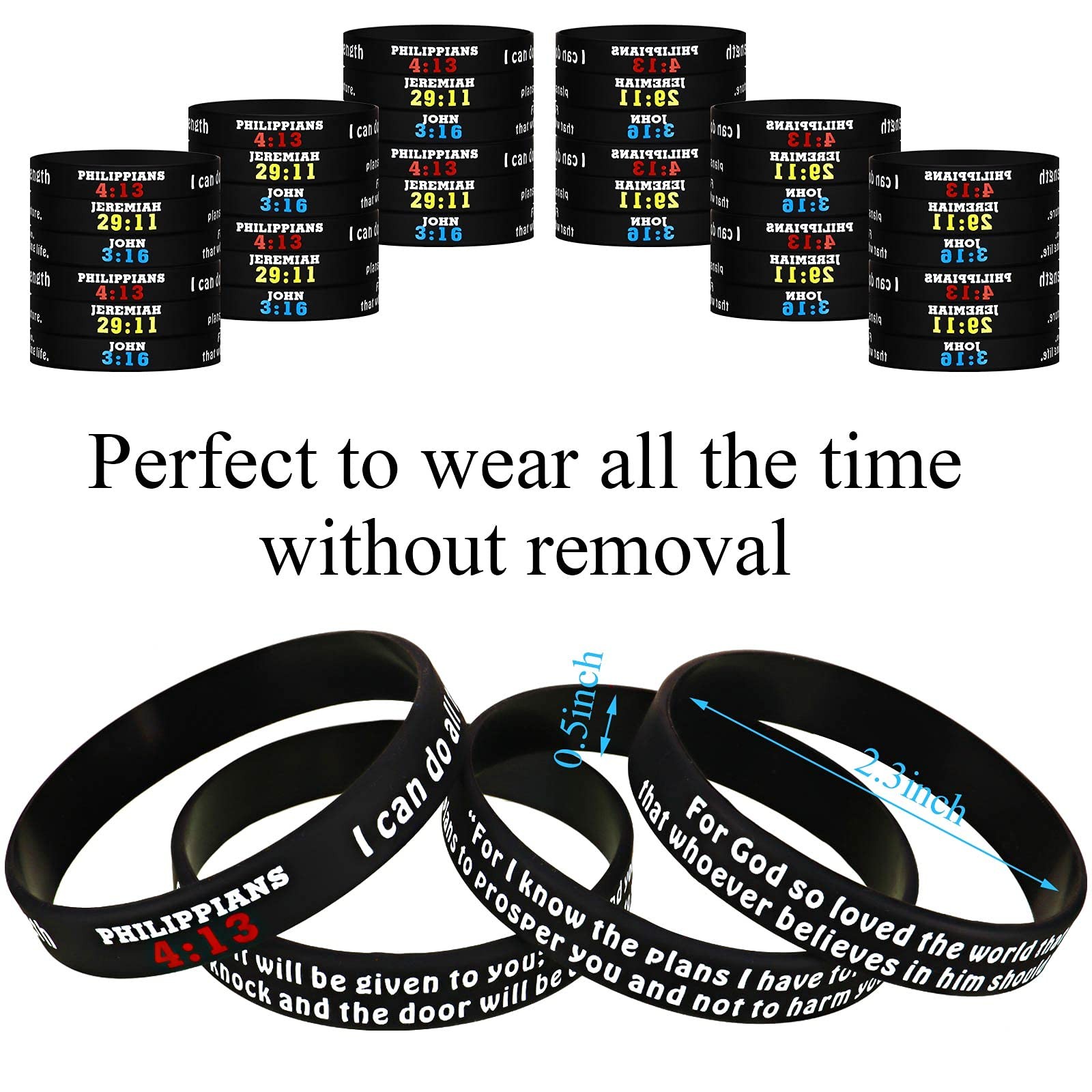 32 Pcs Bible Verses Silicone Bracelets Religious 2.3 inches, Bright colors