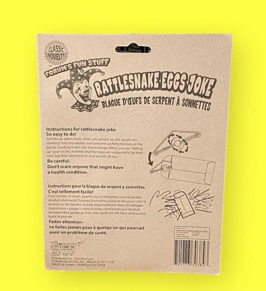1 RATTLESNAKE EGGS JOKE Envelope – GIFT GIVING RETAIL PACK – Trick Prank Gag