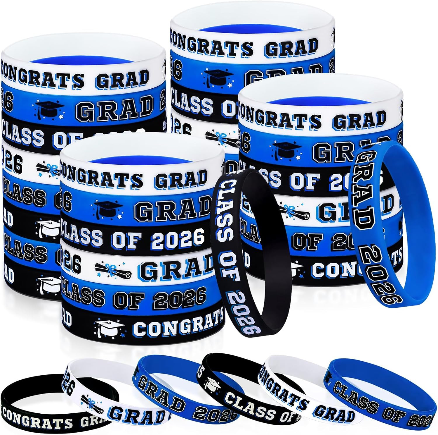 36Pcs Class of 2026 Graduation Silicone Bracelets Congrats Grad Party Favors