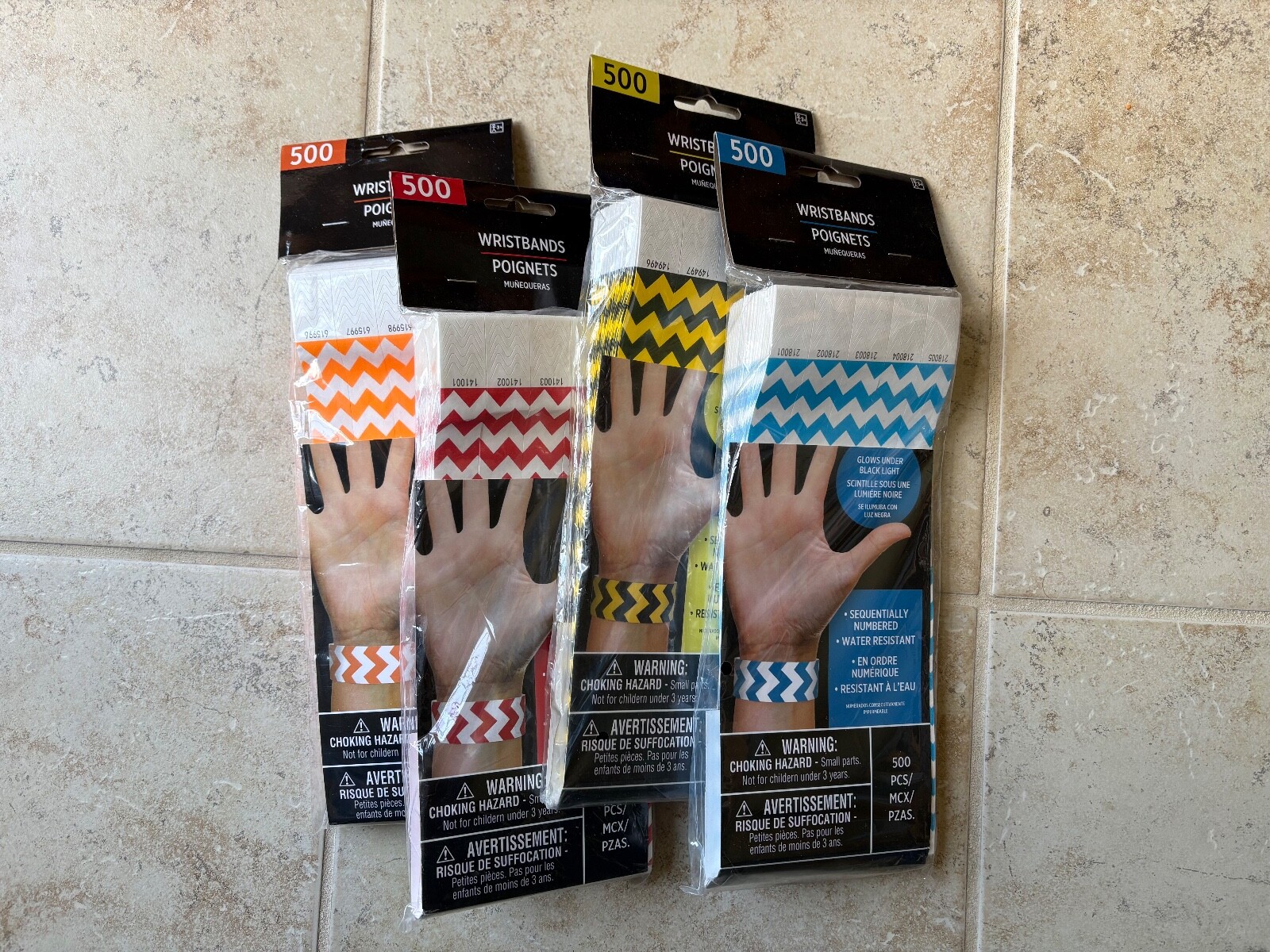 Amscan Tyvek ZigZag Pattern Wristbands Events Parties Clubs Numbered (500 Count)