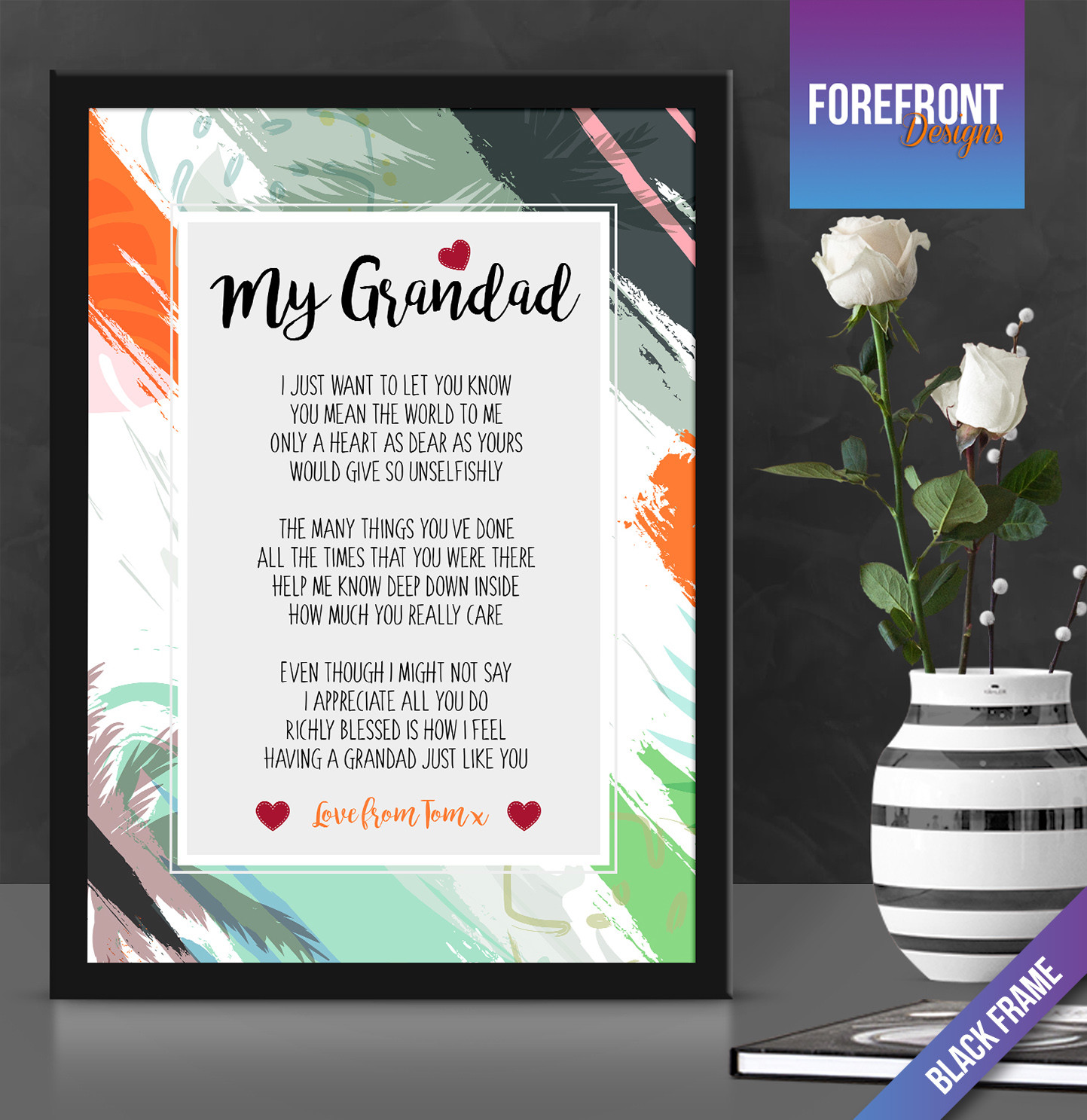 Personalised POEM PRINT, perfect GRANDMA/GRANDAD gift/keepsake,poster framed