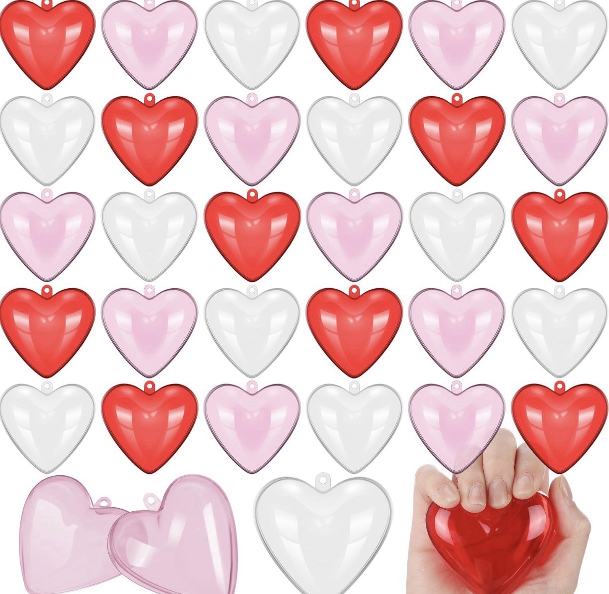 Heart shaped Plastic case boxes red, clear, pink.- favors, gifts, valentine love