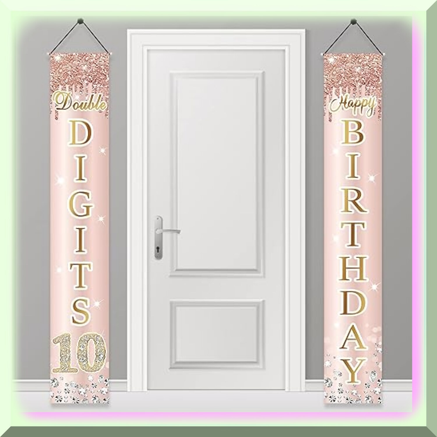 Rose Gold 10th Birthday Door Banner Set