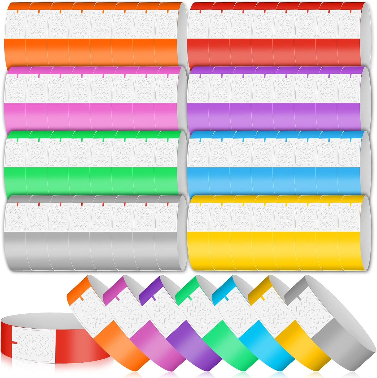 800 PCS Paper Wristbands for Events Party, 8 Colored Hand Wrist Bands Waterproof