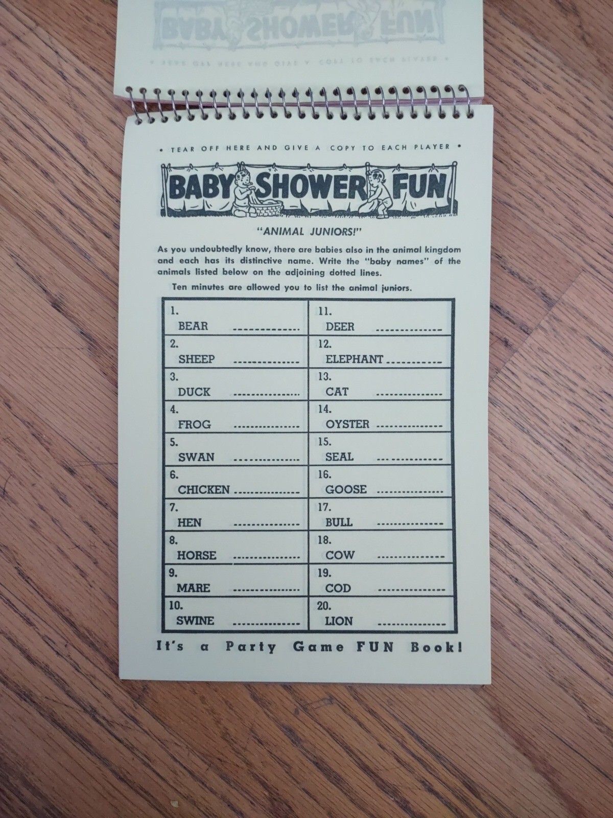 Vintage 1942 Baby Shower Fun Party Games Note Pads Three Games for 20 Guests