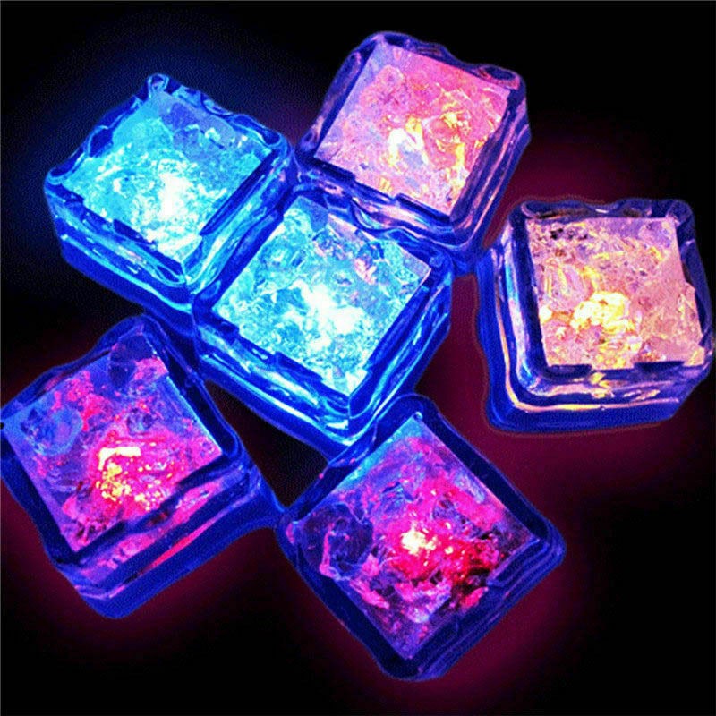 Waterproof Led Light Up Ice Cubes Multicolor Fast Flash Reusable Liquid Sensor