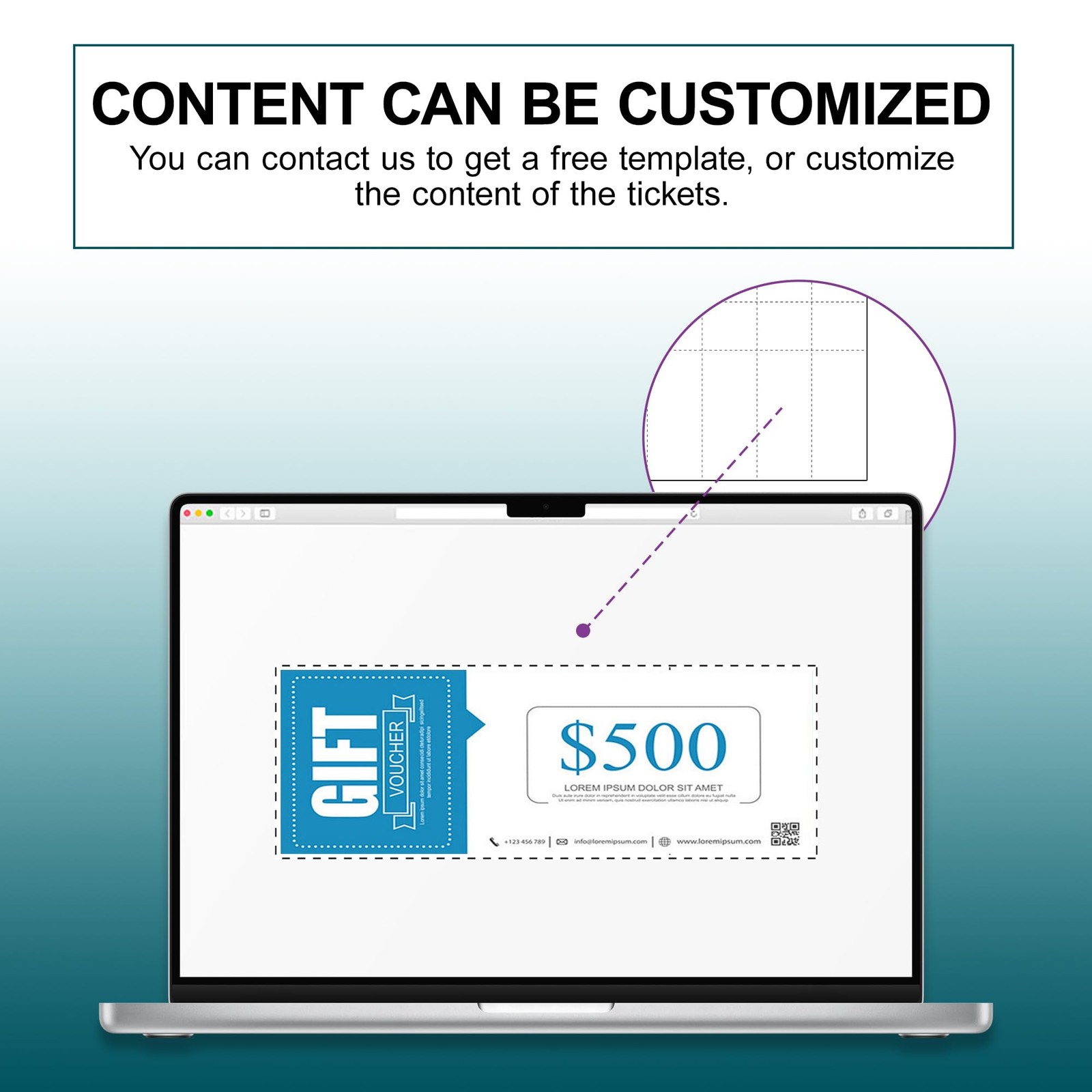 400 Printable Tickets with Tear-Away Stubs2.125×5.5 Inch Custom Raffle Ticket…