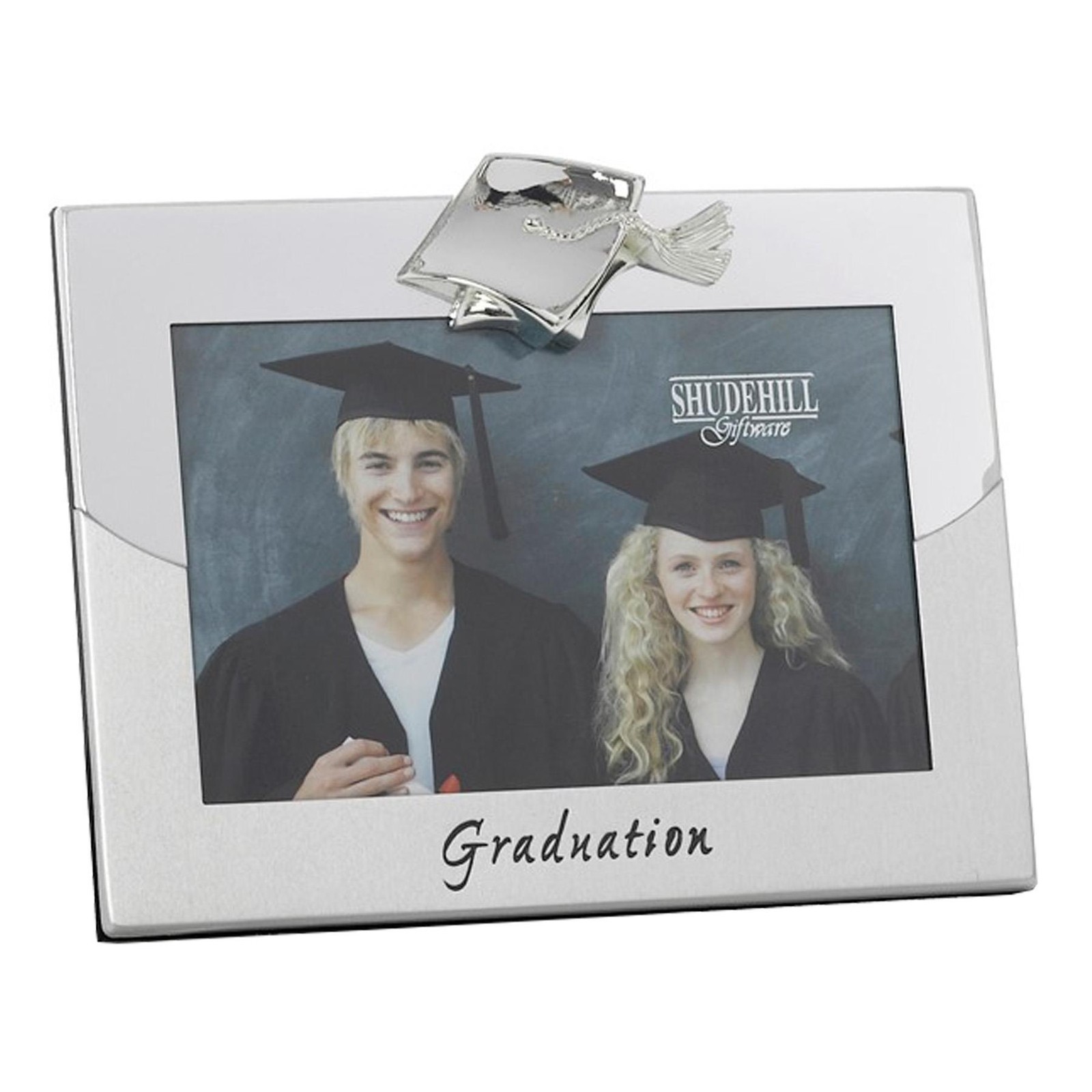 Graduation Silver Photo Frame with Hat Attachment 4×6 Picture