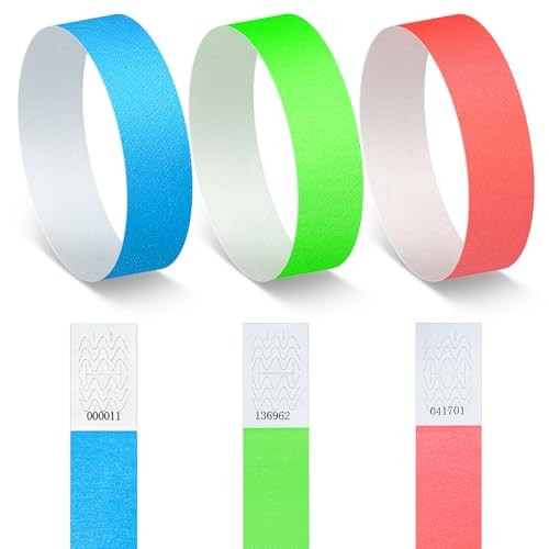 150PCS Paper Wristbands for Events Paper Wristbands Waterproof Green&blue&red
