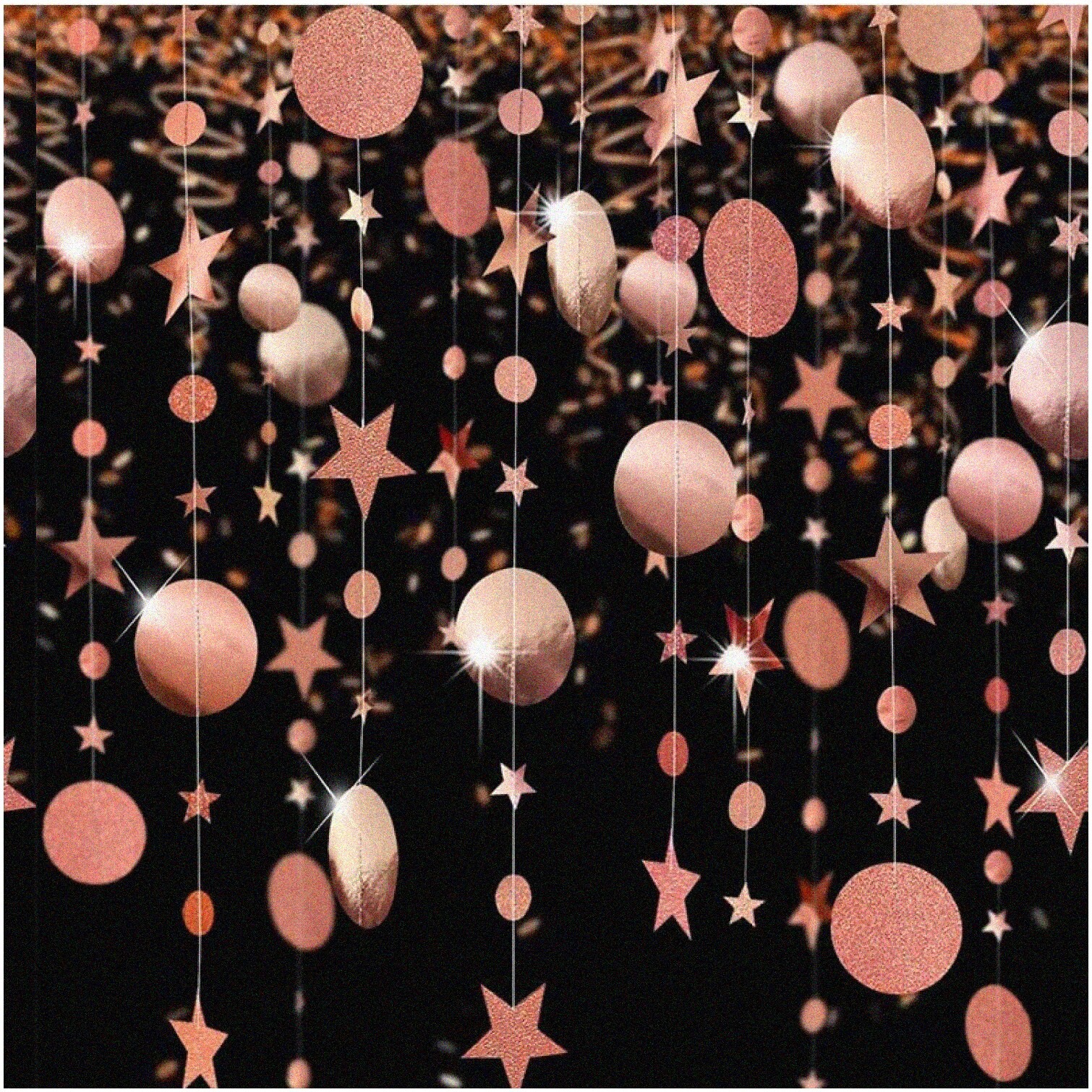 Rose Gold Celebration Garland with Stars and Dots