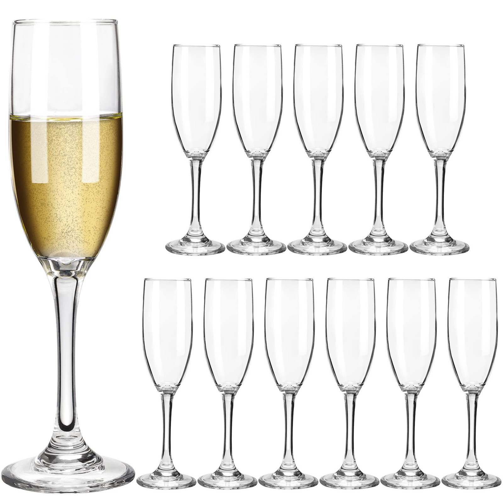 Champagne Flutes Set of 12, 6 oz Classic Champagne Glasses Bulk, Elegant Toas…