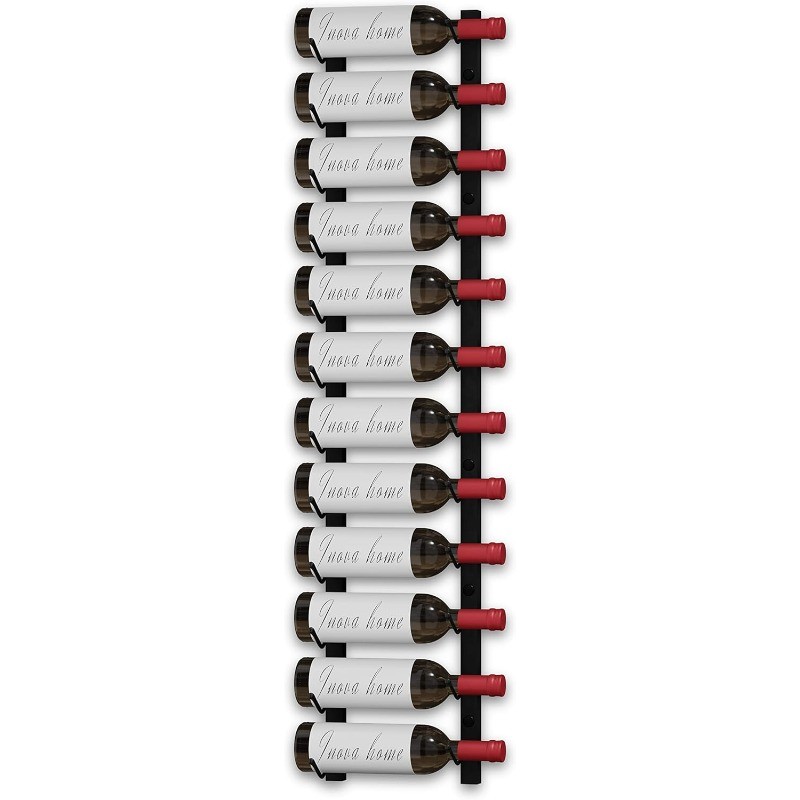 Wine Rack Wall Mounted, Premium Black 12 Bottle Wall Wine Rack, Metal Wine Rack