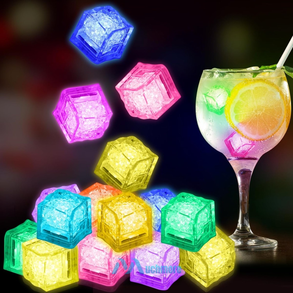 60x Waterproof Light Up LED Ice Cubes 7 Colors Flashing fr Bar Club Drinks Party