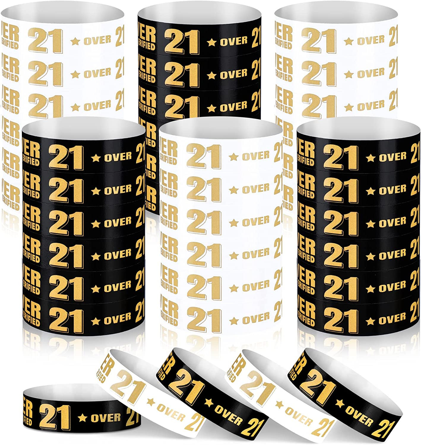 600 Pcs over 21 Wristbands for Events Colored Waterproof Wrist Bands Paper Wrist
