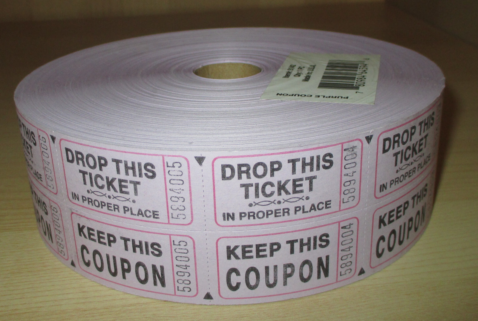 Roll of 2000 Double Stub Tickets Door Prize Raffle 50/50 Carnival Events